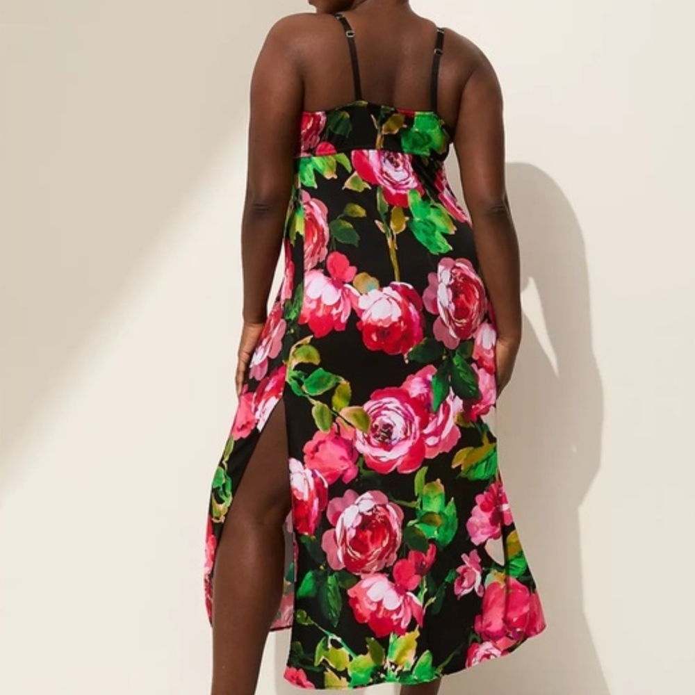 Floral Maxi Dress with Pink Roses